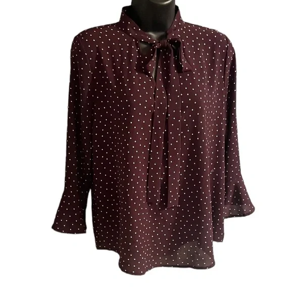 Sweet Wanderer Polka Dot Neck Tie Blouse L - Picture 3 of 11
